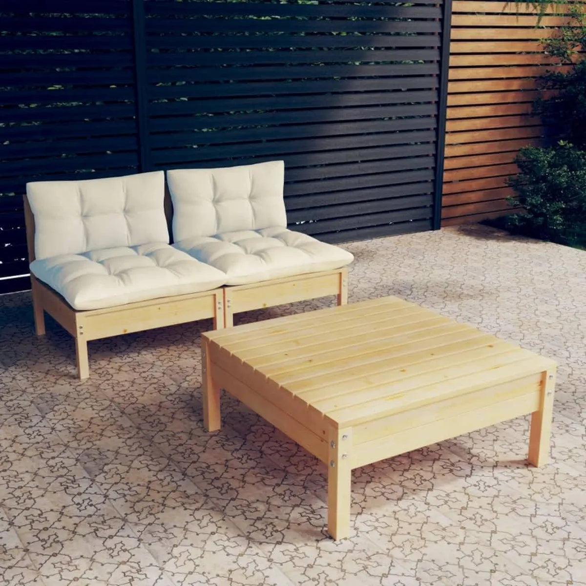 Conjunto Modular de Jardín en Pino Macizo Blanco Crema