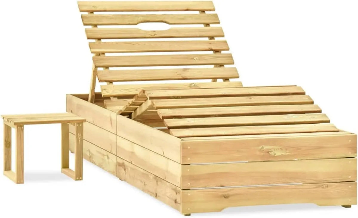 Tumbona de Madera de Pino para Jardín y Piscina, Sofá Cama Exterior