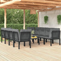 Conjunto de Muebles de Jardín de Poliratán Negro y Gris de 9 Piezas