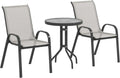 Set de Jardín 3 Piezas con Sillas Apilables y Mesa de Vidrio para Exterior, Gris Claro