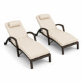 Sonnenliegen-Set aus cremefarbenem Polyrattan, verstellbar, 200 cm