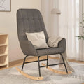 Sillón mecedora de tela gris con reposabrazos, ideal para salón, dormitorio o terraza