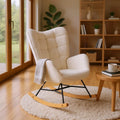 Sillón Relax Mecedora de Tela Gris con Patas de Madera y Metal para Salón