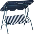 Columpio de Jardín para 2-3 Personas con Toldo Ajustable, Resistente al Agua, Estructura de Acero, Ideal para Exterior, Azul, 170x110x153 cm