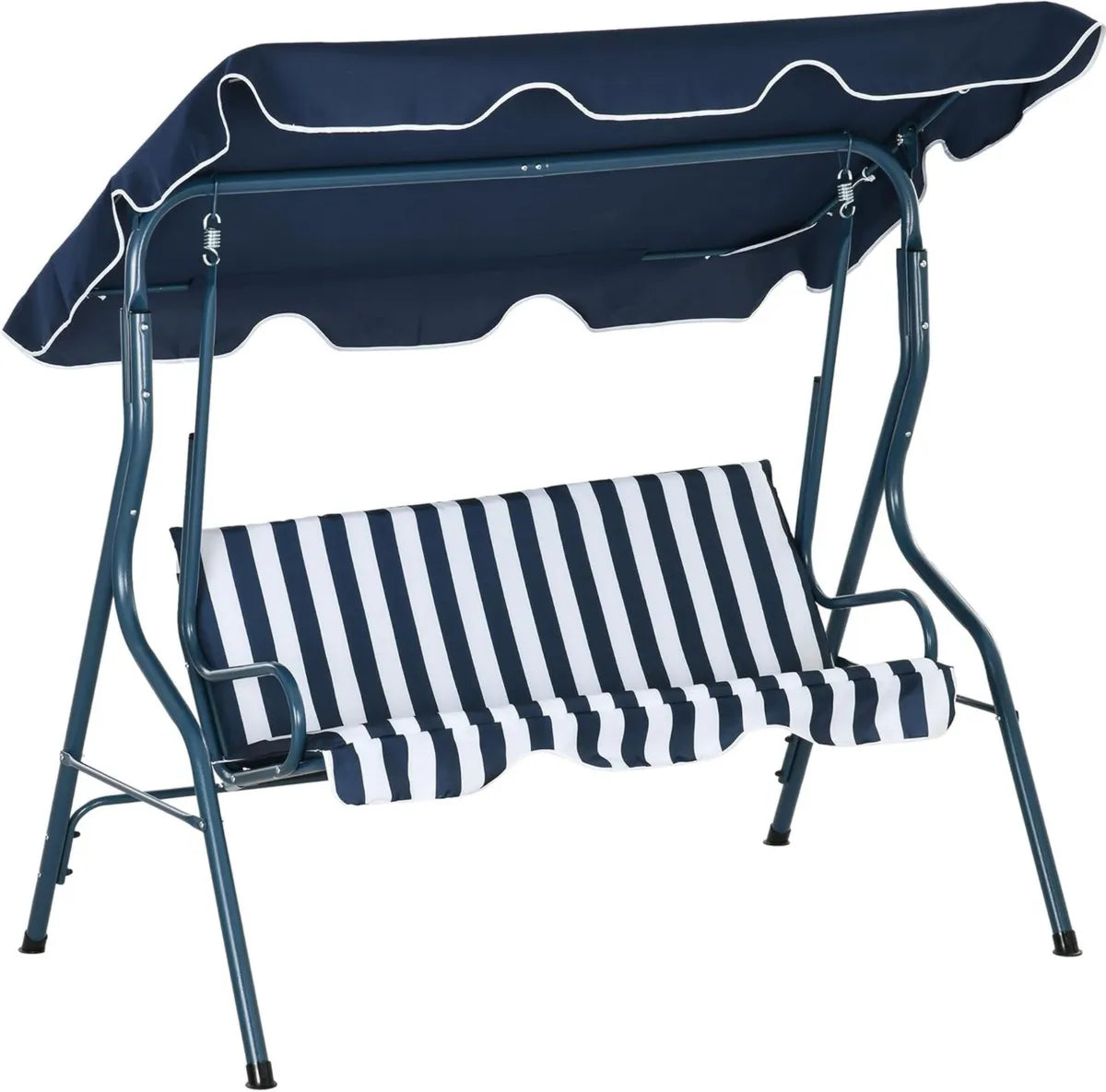 Columpio de Jardín para 2-3 Personas con Toldo Ajustable, Resistente al Agua, Estructura de Acero, Ideal para Exterior, Azul, 170x110x153 cm