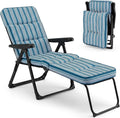 Tumbona Plegable Acolchada COSTWAY para Jardín y Playa, Color Azul