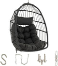 Silla Colgante de Huevo Plegable con Cojín Suave para Interior y Exterior, Capacidad 150 kg