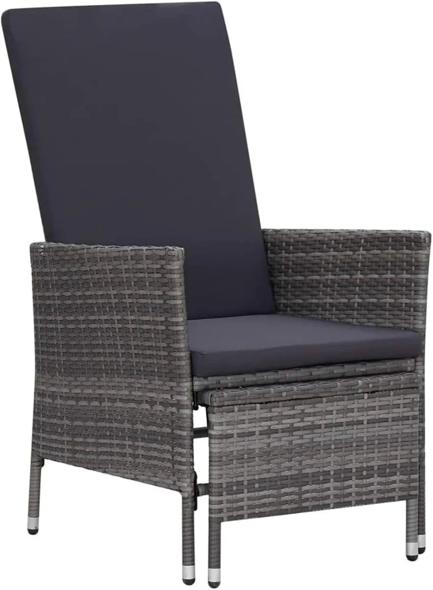 Sillón Reclinable de Jardín con Cojines de Ratán Sintético Gris
