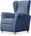 Sillón Relax Premium Irene Reclinable con Tela Antimanchas Azul y Patas de Madera
