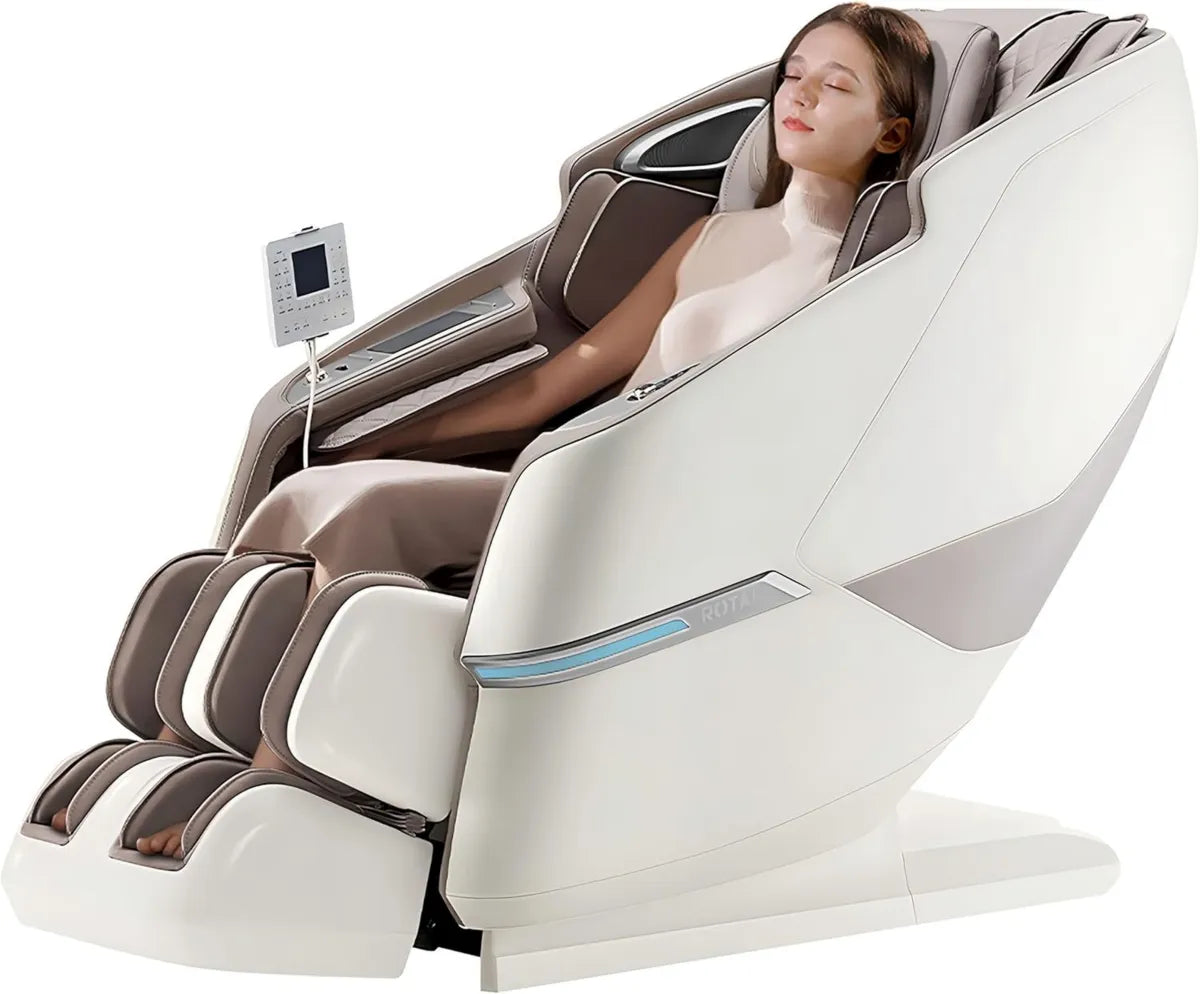 Silla de Masaje Inteligente ROTAI con Gravedad Cero, Shiatsu y Calefacción, Bluetooth y Rodillos para Pies (Gris)