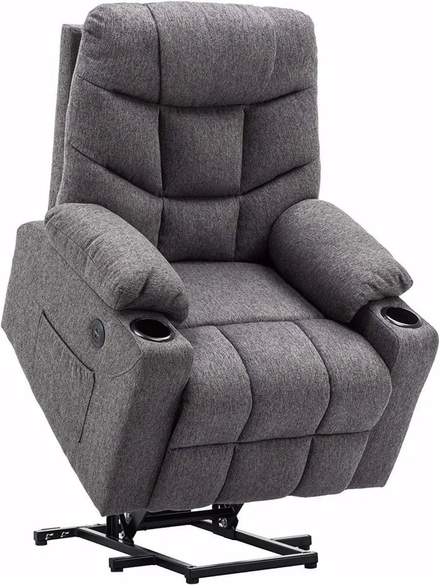 Sillón Elevador Eléctrico MCombo con USB y Tejido Gris Oscuro