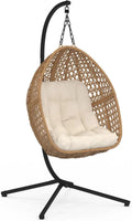 Sillón Colgante Luna Efecto Ratán con Cojín Beige
