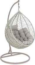 Zaffiro - Silla Colgante de Metal y Ratán Sintético con Cojín Suave, Gris, Capacidad 150 kg
