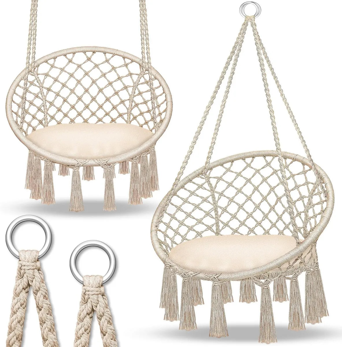Silla Colgante tillvex con Cojines y Flecos para Jardín y Balcón