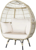 Silla Colgante de Ratán Sintético para Exterior con Cojín, Estructura Metálica, Capacidad 205 kg, 110 x 82 x 145 cm