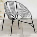 Sillón de jardín en forma de huevo, ratán PE UV resistente, negro y gris claro, ideal para balcón y terraza