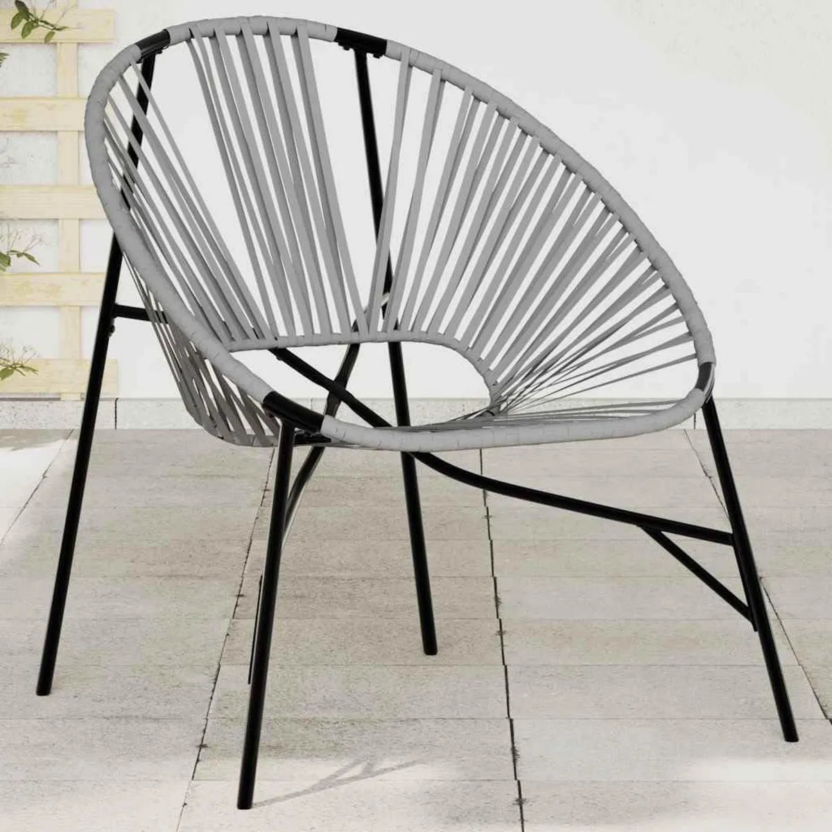 Sillón de jardín en forma de huevo, ratán PE UV resistente, negro y gris claro, ideal para balcón y terraza
