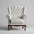Wingback Armchair Leather Upholstery 85x90x105 cm - White - Classic Design