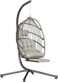 Sillón Colgante Outsunny con Soporte y Reposapiés Extensible, para Interior y Exterior, Gris Claro
