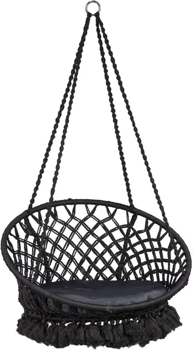 Silla Colgante de Macramé Tropilex en Negro