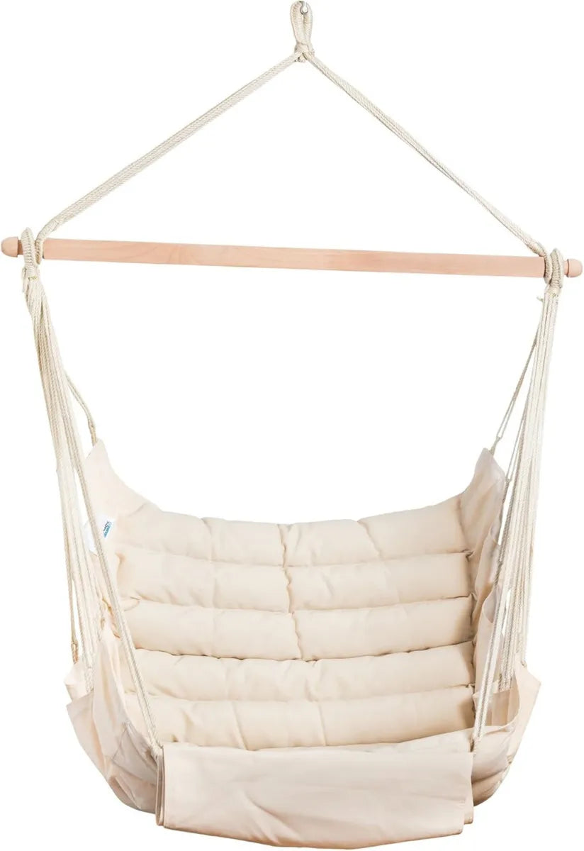 Sillón Colgante Acolchado Resistente al Clima en Blanco Natural
