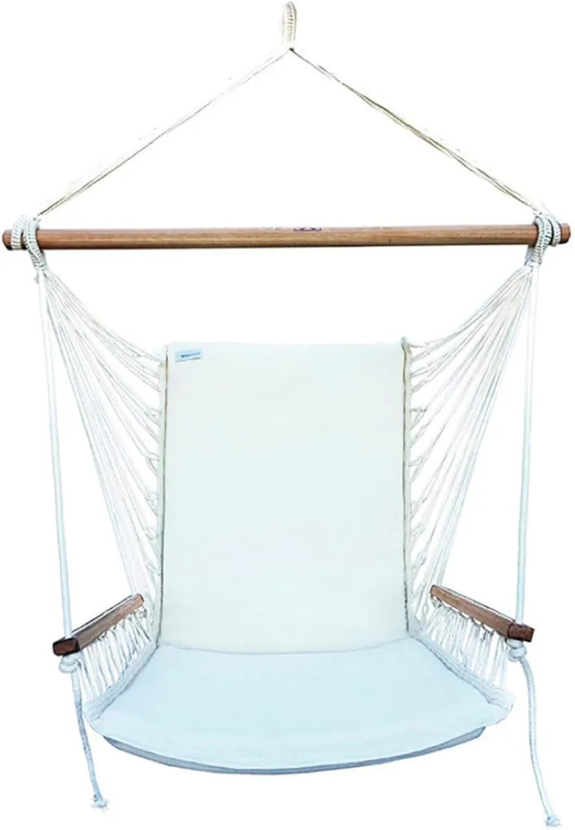 Sillón Colgante de Algodón Orgánico con Barra de Eucalipto - Artesanía Brasileña para Interior y Exterior