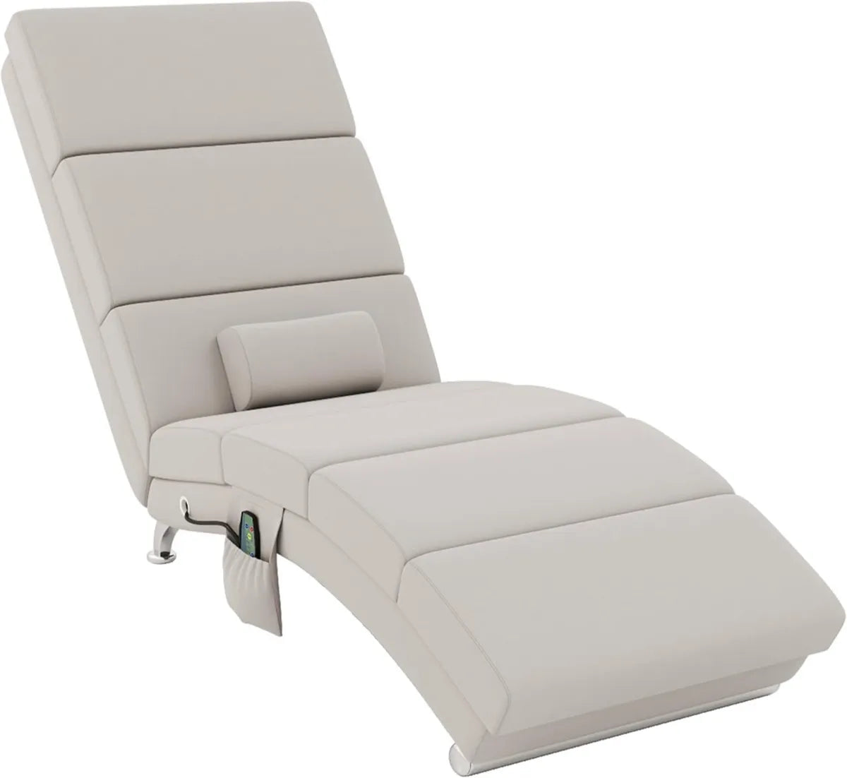 Sillón de Masaje Reclinable con Calefacción y Control Remoto, Efecto Lino Crema