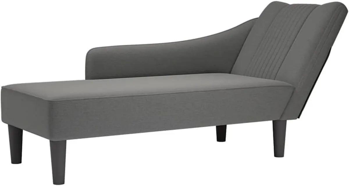 Sofá Chaise Longue con Reposabrazos Derecho en Tela Gris Oscuro