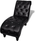 Sofá Chaise Longue Clásico de Poliuretano Marrón con Botones