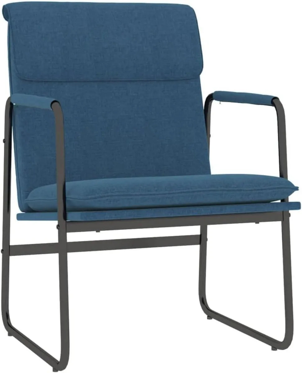 Sillón Relax Azul con Estructura Metálica y Tela Acolchada, 55x64x80 cm