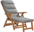 Sillón Reclinable Exterior de Madera, Tumbona Plegable con 5 Posiciones Ajustables y Cojín, Ideal para Balcón y Terraza