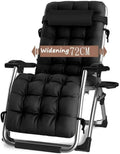 Silla Reclinable Extragrande para Exterior con Capacidad de 200 kg y Cojines, Color Negro