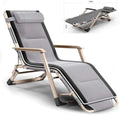 Sillón de Jardín Reclinable Plegable con Cojín, Gravedad Cero para Exterior, Ideal para Camping y Terraza, Color Gris