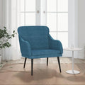 Sillón de terciopelo azul con estructura metálica, 63x76x80 cm, para jardín y balcón