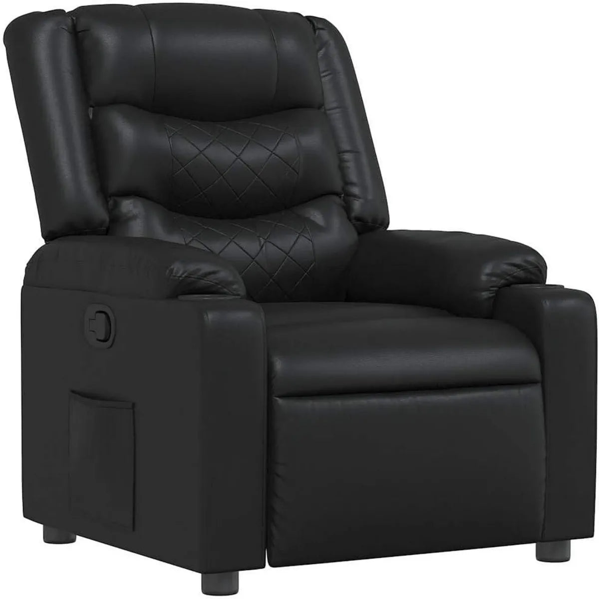 Sillón reclinable de cuero sintético manual con soporte para bebidas, ideal para exteriores