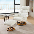 Sillón Reclinable Eléctrico con Masaje y Calefacción, 360° Giratorio, Chenilla, Blanco