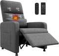 Sillón Reclinable Eléctrico GarveeLife con Masaje y Calor - Soporte Lumbar y Bolsillos - Tela de Lino, Gris