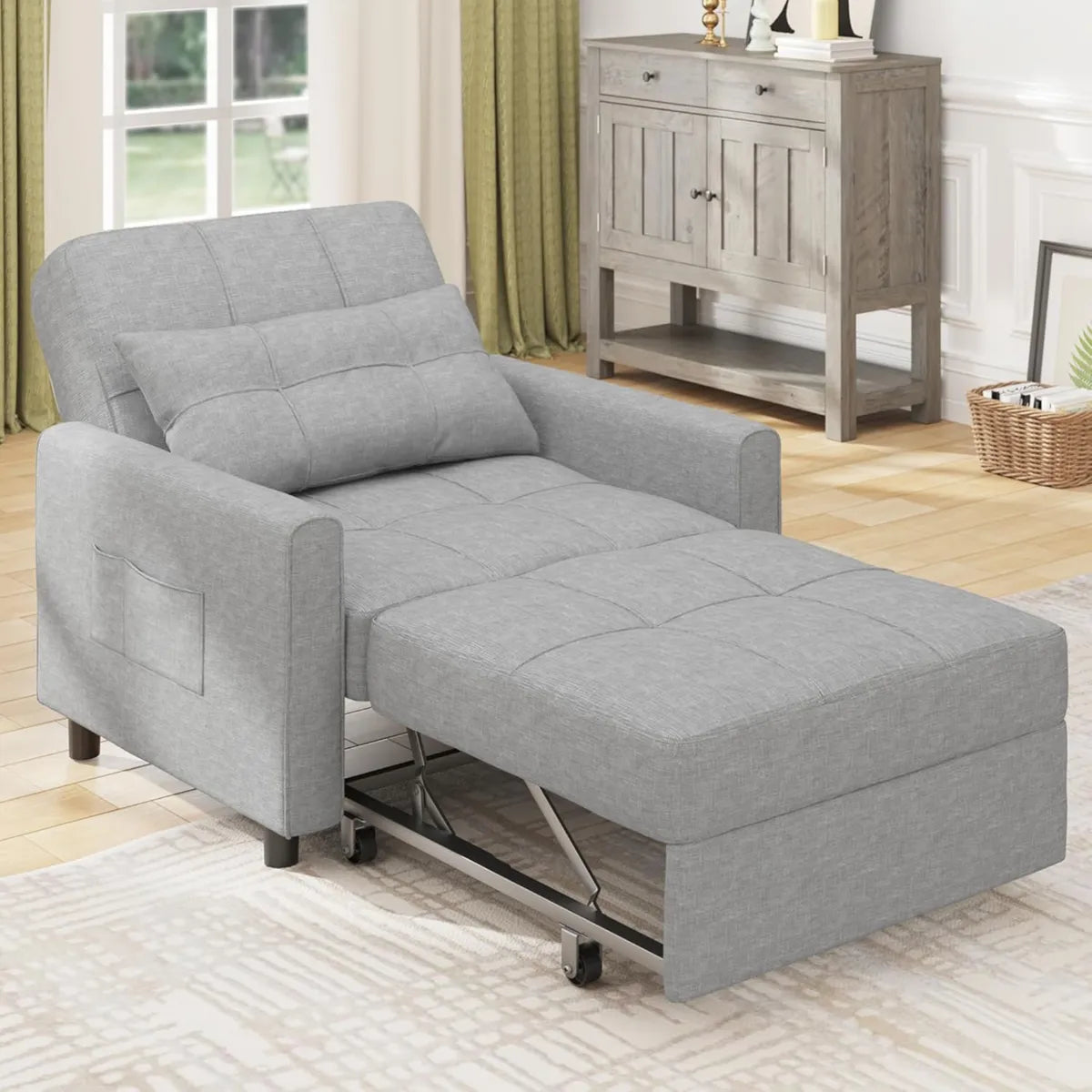 Sillón Reclinable Bealife con Respaldo Ajustable para Hogar y Oficina, Color Gris