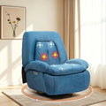Sillón de Masaje Reclinable Eléctrico con Calefacción y Puertos USB, Modelo Giratorio con Bolsillo Lateral para Sala de Estar (Azul)