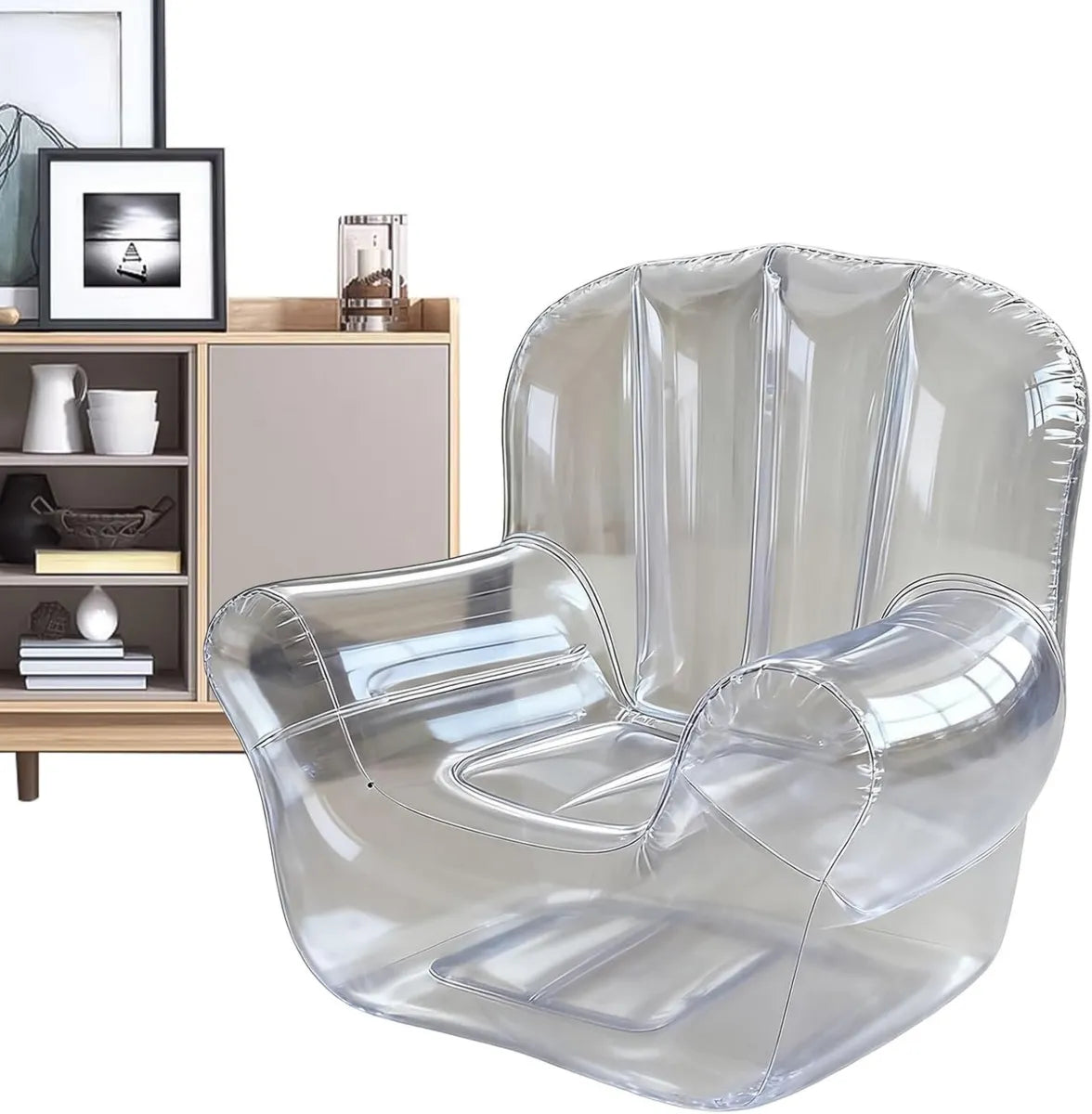 Sillón Inflable Transparente para Adultos - Ideal para Dormitorio, Viajes o Jardín