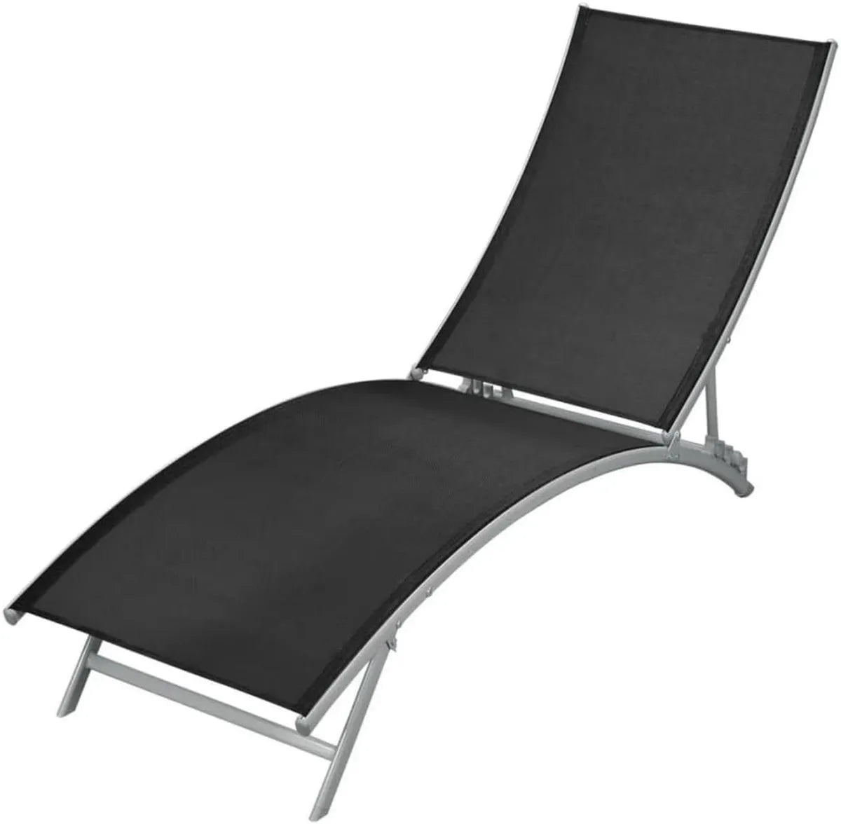 Sillón de Jardín Ajustable Negro, Tumbona Relajante Exterior para Piscina y Terraza