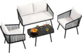 Set de Jardín LIFEZEAL en Ratán PE y Metal, Sofás y Mesa de Cristal con Cojines Desenfundables