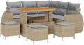 Conjunto Modular de Sofás de Jardín 9 Piezas Beige Ratán Sintético Acacia