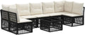 Conjunto de Muebles de Jardín 8 Piezas de Polirratán Negro, Resistente al Clima, Sofás con Mesa y Cojines para Terraza y Balcón