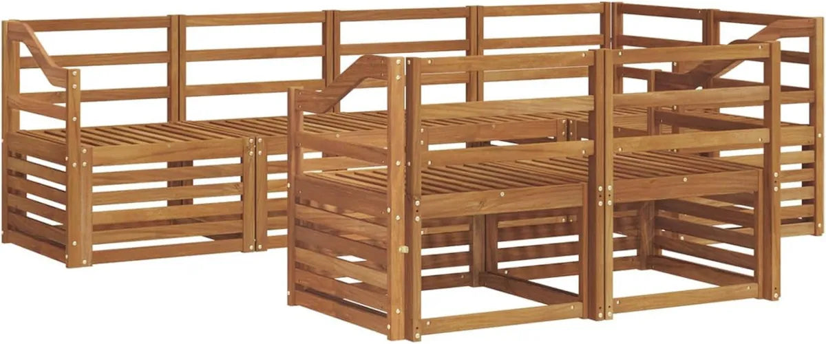 Set de Sofá Seccional 7 Piezas Natural para Jardín y Terraza