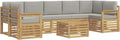 Conjunto de Sofás de Jardín 8 Piezas con Cojines, Poliéster Blanco y Gris, Muebles Modulares para Exterior