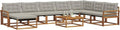 Set de Sofás de Jardín 9 Piezas, Gris Natural, Muebles Modernos para Exteriores
