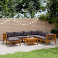 Conjunto de Sofás de Jardín de 8 Piezas de Madera de Acacia con Cojines