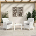 Conjunto de Muebles de Jardín 3 Piezas Blanco, Resistente al Clima, Incluye 2 Sillones y Mesa Auxiliar