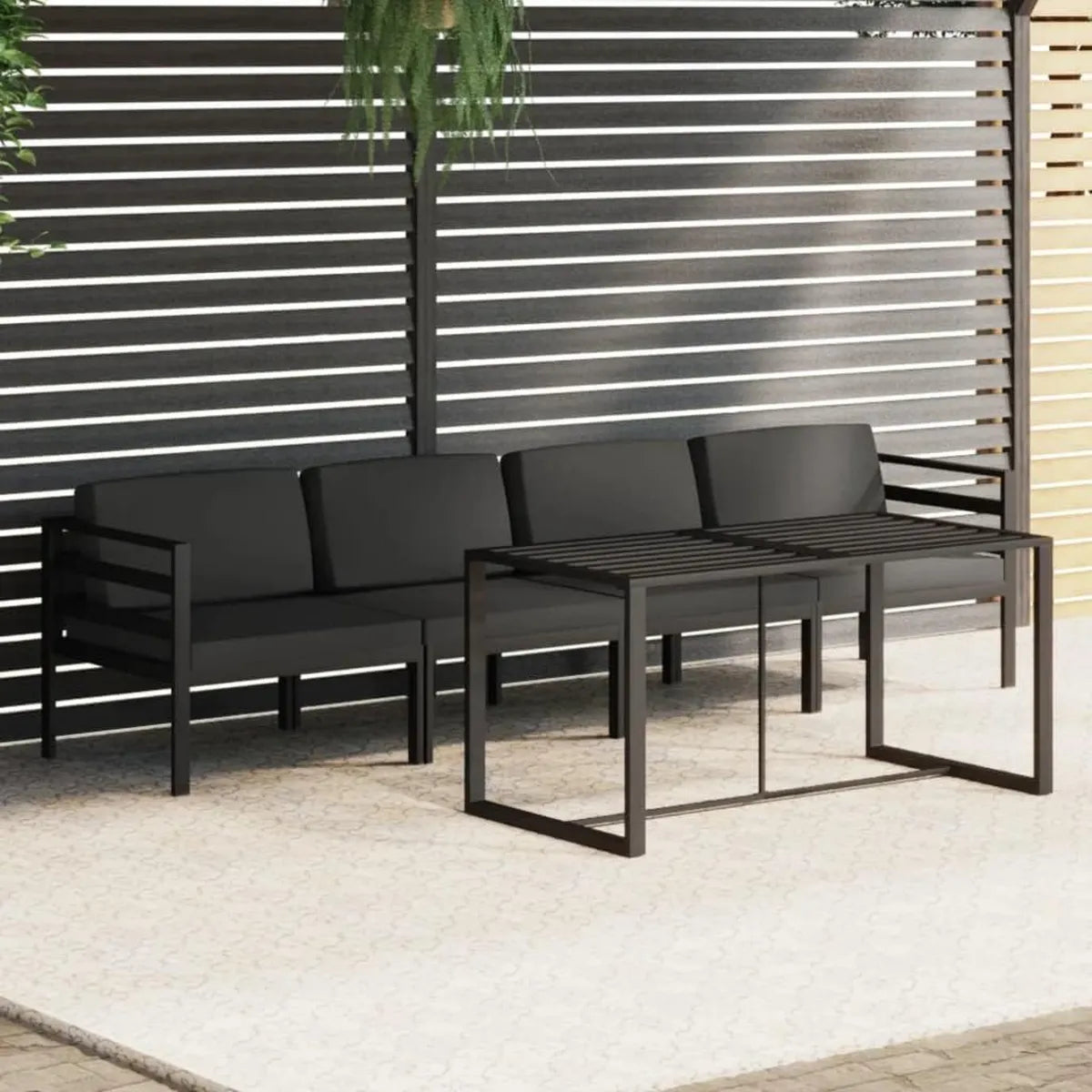 Conjunto de Muebles de Jardín de 5 Piezas con Cojines, Aluminio Antracita